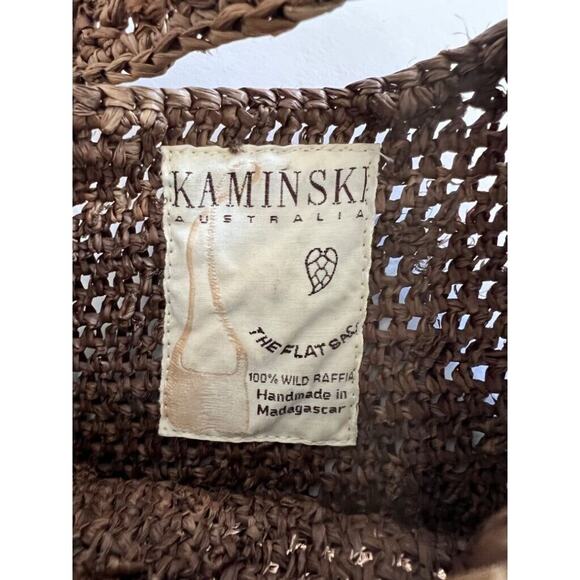 Kaminski Australia Brown Flat Sac Raffia Crossbody Purse - Picture 6 of 8